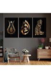 GOLD AYNALI PLEKSİ ÇERÇEVELİ İPEK KUMAŞ MODERN ÇİZİM EV DEKOR TABLO