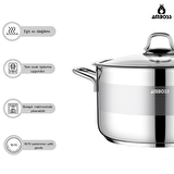Amboss Saphire Paslanmaz Çelik 18 cm Cam Kapaklı Derin Tencere
