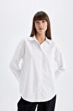 DeFacto Oversize Fit Poplin Uzun Kollu Gömlek T8735AZ24AUWT83