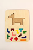 Ahşap Eğitici Puzzle | 3’ü 1 Arada Şekiller, Renkler ve Hayvanlar Yapboz | Montessori 3+ Yaş Oyuncak