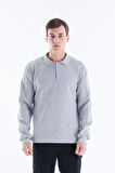 POLO YAKA GRİ SWEATSHİRT