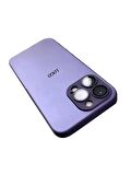 MEKs'ten Yeni Apple iPhone 14 Pro Uyumlu Ag Glass Buzlu Lens Korumalı Seramik-Cam Özel Üretim Cep Telefonu Kılıfı Derin Mor