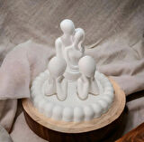 Aile Set Biblo, Sarılan Sevgili Biblo, 2 Çocuk biblo ve Dekoratif Bubble Tabak