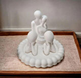 Aile Set Biblo, Sarılan Sevgili Biblo, 2 Çocuk biblo ve Dekoratif Bubble Tabak