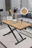 Akıllı Sehpa Home Üst Tabla Mdf Oval Köşe Efesçam Alt Ayak Siyah 