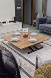 Akıllı Sehpa Home Üst Tabla Mdf Oval Köşe Efesçam Alt Ayak Siyah 