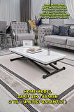 Akıllı Sehpa Home Üst Tabla Mdf Oval Köşe Beyaz Alt Ayak Siyah 