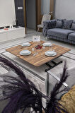 Akıllı Sehpa Home Üst Tabla Mdf Oval Köşe Urartu Alt Ayak Siyah 