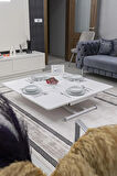 Akıllı Sehpa Home Üst Tabla Mdf Oval Köşe Beyaz  Alt Beyaz Renk