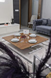 Akıllı Sehpa Home Üst Tabla Mdf Oval Köşe Ceviz  Alt Beyaz Renk