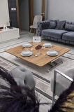 Akıllı Sehpa Home Üst Tabla Mdf Oval Köşe Efesçam  Alt Ayak Krom Renk