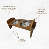 Ahşap Kedi-Köpek Mama ve Su Kabı