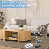 Akım Korumalı 3'lü Grup Priz, 1,5 Metre Kablo, 4 USB, Type-C 20W, 2500W, 16A, Termal Koruma, Çocuk K
