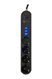 Genel Markalar Ftr-01 2x Usb 3lü 2 M Metre Çocuk Akım Korumalı Priz Uzatma Kablosu