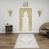 Aksa İslami Motifli Gold Metal Mihrab – Duvara Monte, Mescit Köşe