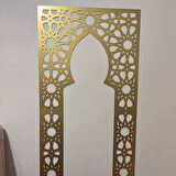 Aksa İslami Motifli Gold Metal Mihrab – Duvara Monte, Mescit Köşe
