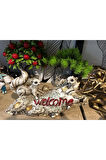 Dekoratif welcome kütük üstünde sincap biblo polyester