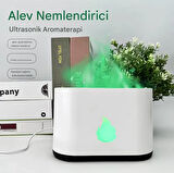 3D Alev Görünümlü 7 Renk Led Işıklı Gece Lambası Hava Nemlendirici Alev Aroma Yayıcı