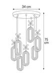 Litra Lighting Alfa Led 6'lı Gold 3 Renk Modu Ledli Kristal Taşlı Modern Led Avize