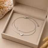 316L Paslanmaz Çelik Çift Sıra Kalpli Love Detaylı Kadın Halhal – Zarif Gümüş Renk Ayak Bilekliği, Günlük ve Yaz Kombinlerine Uyumlu Şık Tasarım