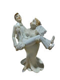 Polyester Gelin Damat Biblo Kucakta Beyaz 18,5cm