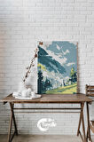 Alp Dağları Sayılarla Boyama Seti, Hobi Seti, 40X50 Tablo, Fırça Boya, Numaralı Tuval