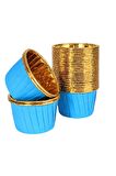 Dolphin Muffin Kağıt Karton Mavi Altın Cupcake Kek Kalıbı Kapsülü Kabı - 25 Adetlik 3 Paket