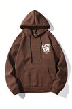 Unisex Earth Baskılı Kapüşonlu Sweatshirt