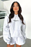 Kadın Thatssofetch Baskılı Oversize Kapşonlu Sweatshirt