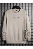 Erkek Bej Keymate Brooklyn Bisiklet Yaka Sweatshirt
