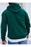 Erkek Believe Baskılı Oversize Kapşonlu Sweatshirt