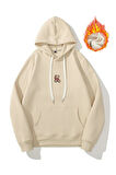 Unisex Ayıcık Baskılı Oversize Kapşonlu Sweatshirt