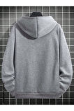 Erkek Geyik Baskı Kapüşonlu Sweatshirt