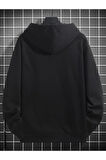 Erkek Geyik Baskı Kapüşonlu Sweatshirt