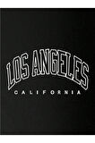 Unisex Siyah Los Angeles Fermuarlı Kapüşonlu Hırka
