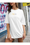 Kadın Malibu Baskılı Oversize T-Shirt