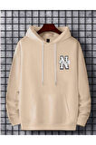 Erkek New York Baskılı Kapüşonlu Sweatshirt