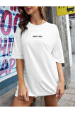 Kadın New York Baskılı Oversize T-Shirt