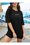 Kadın New York Baskılı Oversize T-Shirt