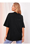 Kadın Kalp Baskılı Oversize T-shirt