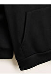 Erkek Siyah New York Baskılı Kapüşonlu Sweatshirt