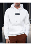 Erkek Awesome Baskılı Oversize Kapşonlu Sweatshirt