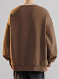 Erkek Believe Baskılı Oversize Bisiklet Yaka Sweatshirt