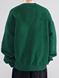 Erkek Believe Baskılı Oversize Bisiklet Yaka Sweatshirt
