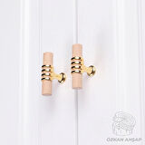  Altın Ahşap DÜĞME (Tek Delikli) Kulp Lüks Country Mutfak Mobilya Dolap Çekmece Kulbu