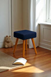ALVIA Modern Ahşap Ayaklı Teddy Peluş Kare Bench Puf – Dekoratif Tabure