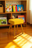ALVIA Modern Ahşap Ayaklı Teddy Peluş Kare Bench Puf – Dekoratif Tabure