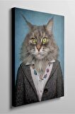 Kedi Temalı Insan Kıyafetli Kavram Değişimi Soyut Yüksek Kaliteli Kanvas Tablo Canvas Tablo