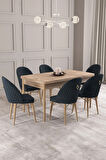 Calvin Atlantik 80x132 MDF Açılabilir Mutfak Masası Takımı 6  Sandalye