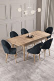 Calvin Atlantik 80x132 MDF Açılabilir Mutfak Masası Takımı 6  Sandalye